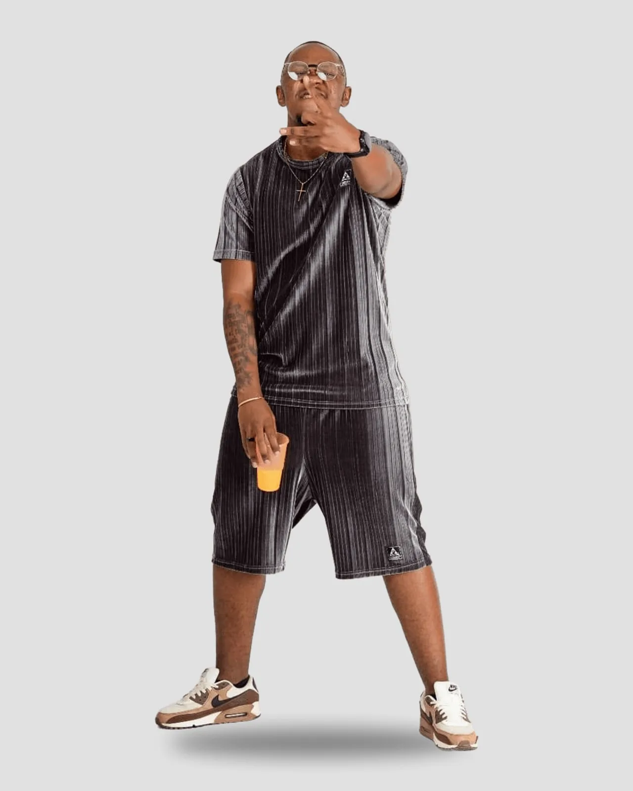 Velvet Shorts Set — Charcoal