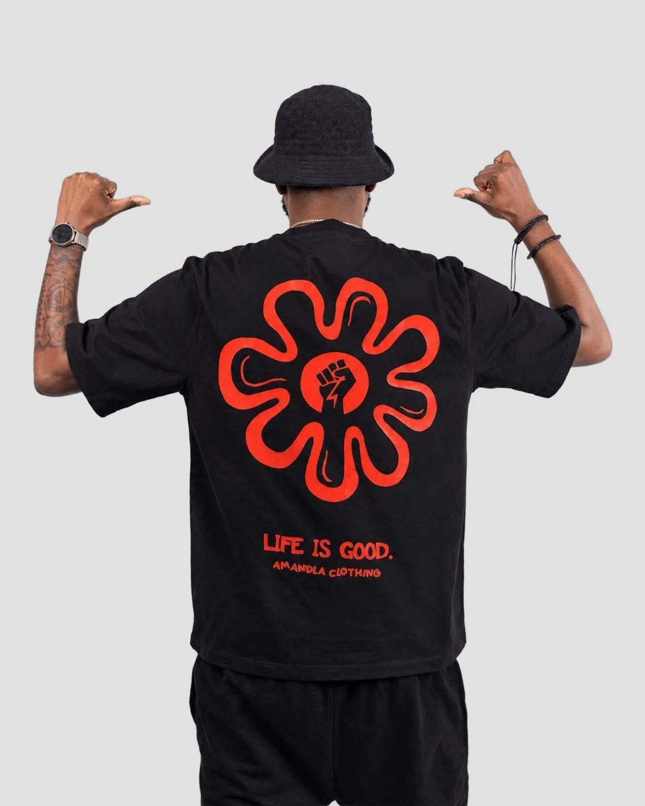 LIFE IS GOODD Tee — Black, back print